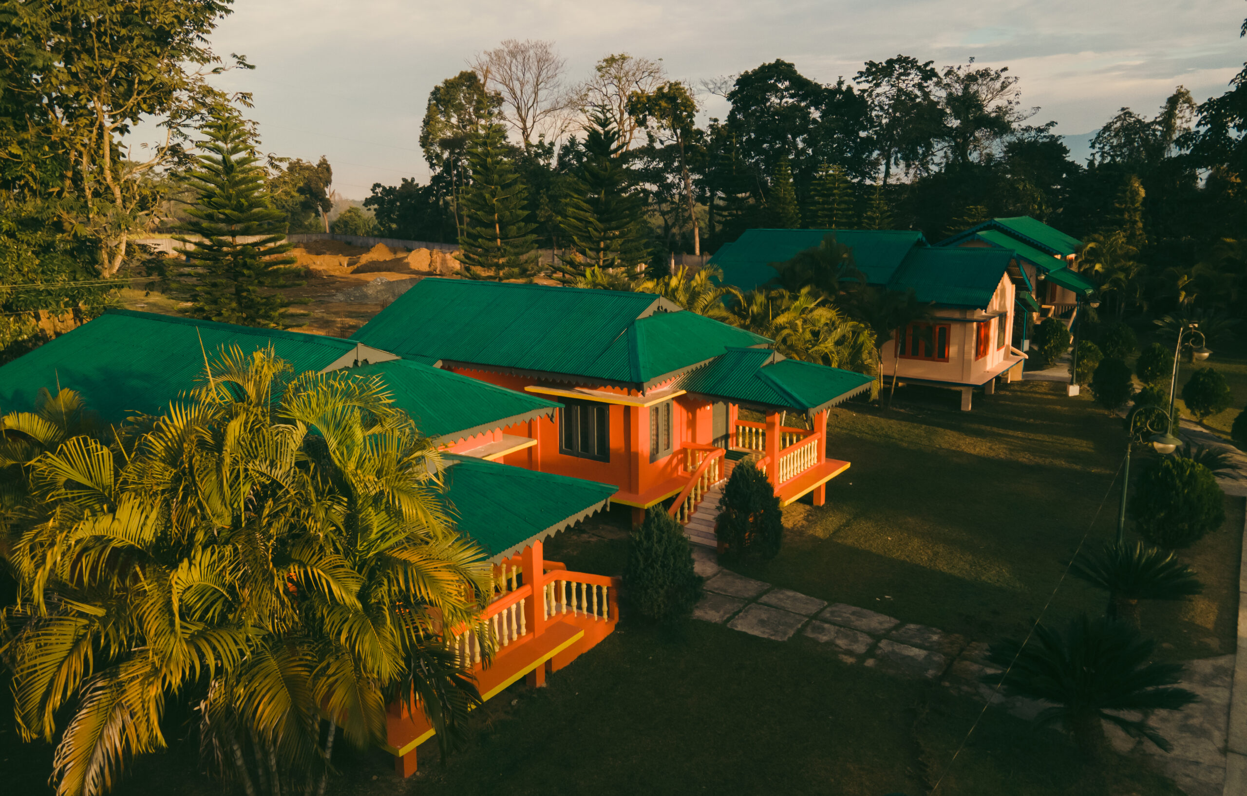 Golden Pagoda Eco resort with aerial view of Cottages