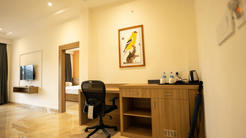 Golden Pagoda Ecoresort Suiteroom working setup best resort in namsai